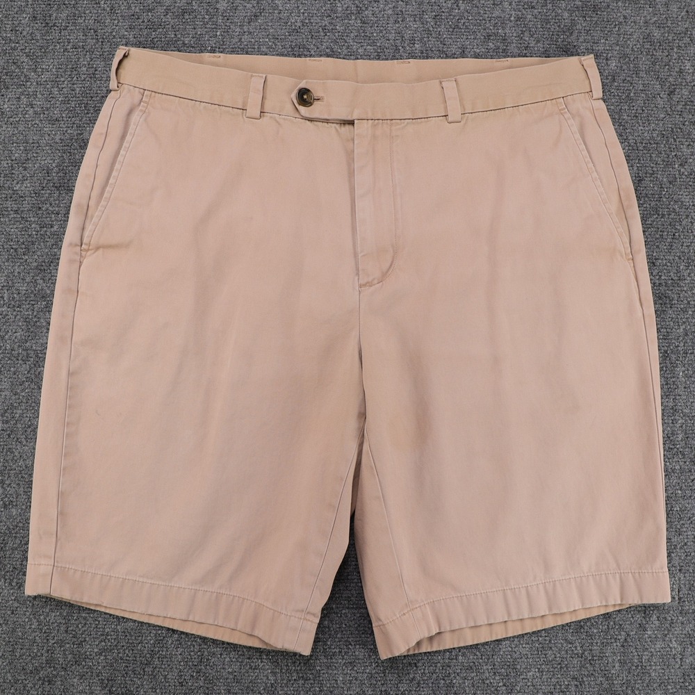 Brooks Brothers 346 Mens Khaki‎ Chino Shorts 38 Tan Flat Front Cotton Casual